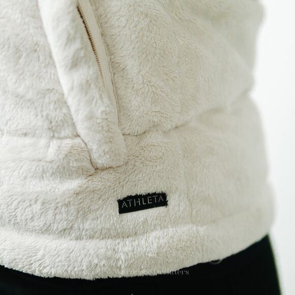 Fleece Quilted Goose Down Puffer Vest in Bone White by Athleta - Picture 8 of 10